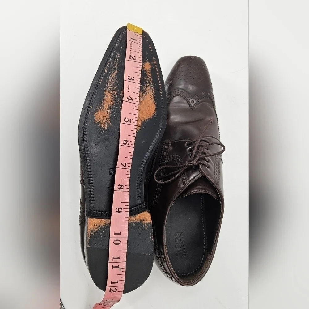Hugo BOSS Men's BROWN Leather WINGTIP Oxford Shoes Sz 11 *READ*